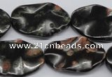 CTW304 15.5 inches 18*25mm wavy oval red & green dalmation jasper beads