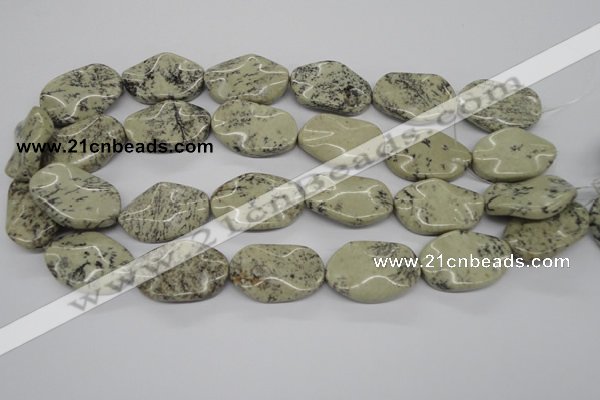 CTW306 15.5 inches 20*30mm wavy oval artistic jasper beads