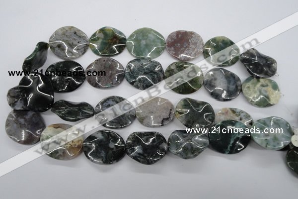 CTW311 15.5 inches 25*30mm wavy oval Indian agate gemstone beads