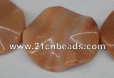 CTW312 15.5 inches 28*32mm wavy oval pink aventurine jade beads