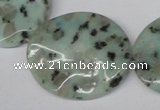 CTW313 15.5 inches 30*35mm wavy oval sesame jasper gemstone beads