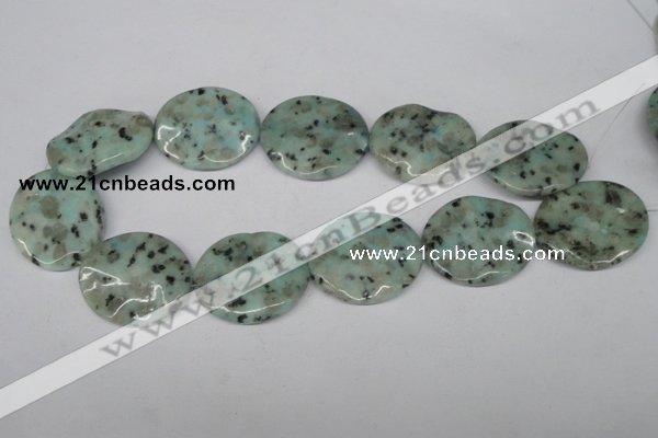 CTW313 15.5 inches 30*35mm wavy oval sesame jasper gemstone beads