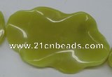 CTW315 15.5 inches 40*60mm wavy oval olive jade gemstone beads