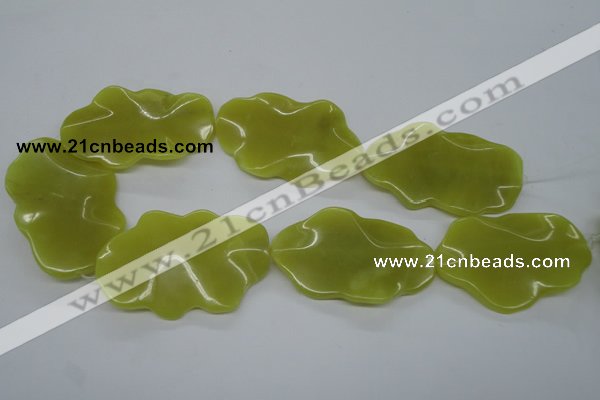 CTW315 15.5 inches 40*60mm wavy oval olive jade gemstone beads