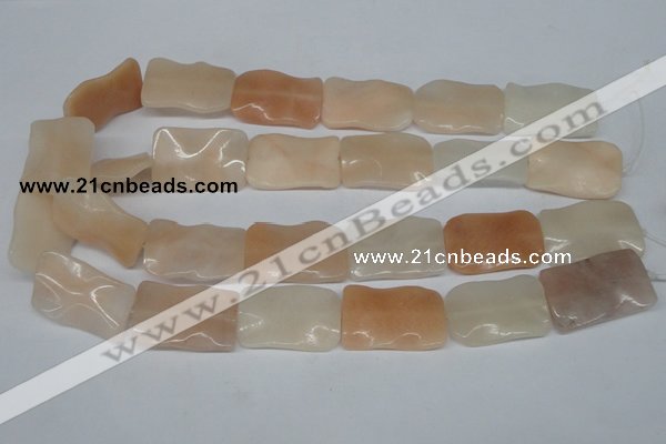 CTW322 15.5 inches 20*30mm wavy rectangle pink aventurine jade beads