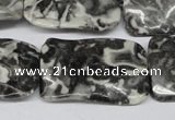 CTW323 15.5 inches 20*30mm wavy rectangle black & white jasper beads