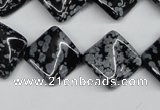 CTW35 15.5 inches 15*15mm twisted diamond snowflake obsidian beads