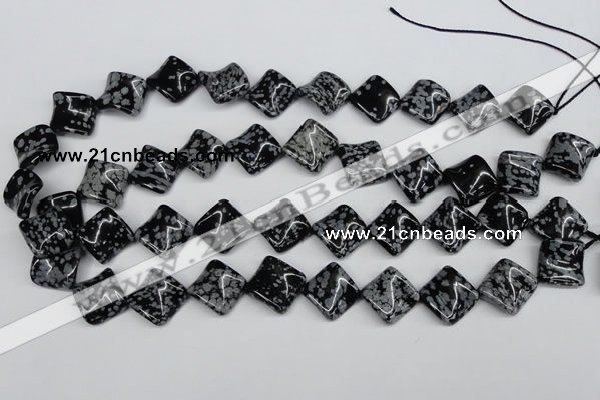 CTW35 15.5 inches 15*15mm twisted diamond snowflake obsidian beads