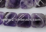 CTW351 15.5 inches 16*16mm twisted square dogtooth amethyst beads