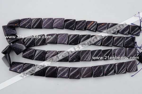 CTW352 15.5 inches 16*16mm twisted square blue goldstone beads