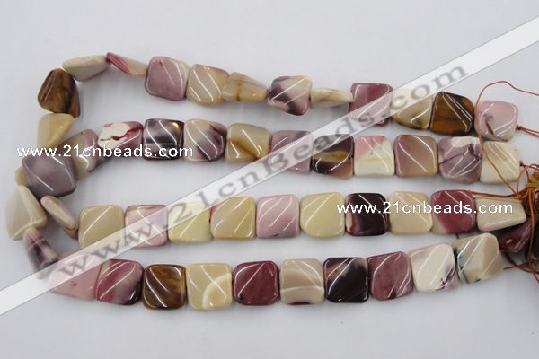 CTW353 15.5 inches 16*16mm twisted square mookaite beads