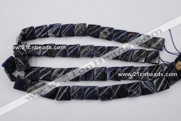 CTW355 15.5 inches 16*16mm twisted square sodalite gemstone beads