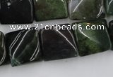 CTW359 15.5 inches 16*16mm twisted square moss agate beads