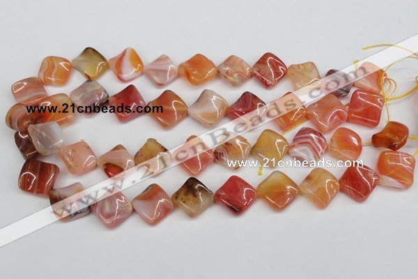 CTW36 15.5 inches 15*15mm twisted diamond agate gemstone beads