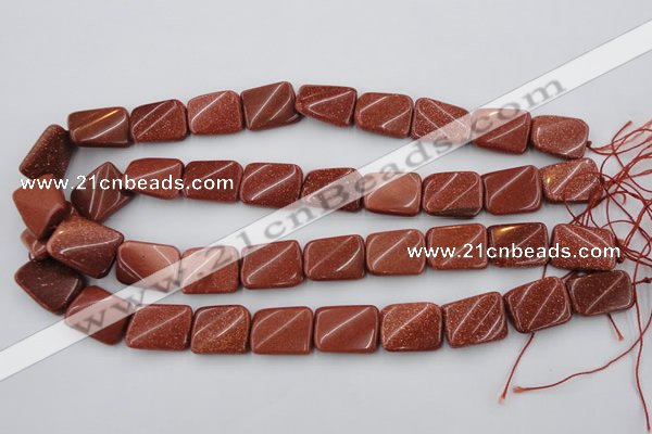 CTW370 15.5 inches 15*20mm twisted rectangle goldstone beads