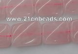 CTW371 15.5 inches 15*20mm twisted rectangle rose quartz beads