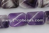 CTW372 15.5 inches 15*20mm twisted rectangle dogtooth amethyst beads