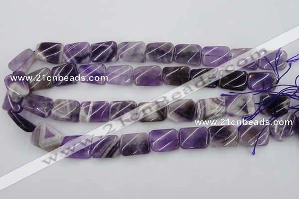 CTW372 15.5 inches 15*20mm twisted rectangle dogtooth amethyst beads