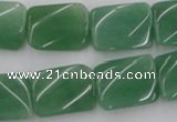 CTW373 15.5 inches 15*20mm twisted rectangle green aventurine beads