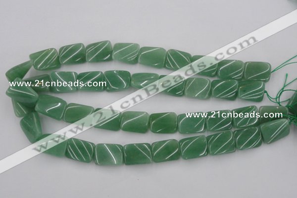 CTW373 15.5 inches 15*20mm twisted rectangle green aventurine beads