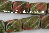 CTW374 15.5 inches 15*20mm twisted rectangle unakite gemstone beads