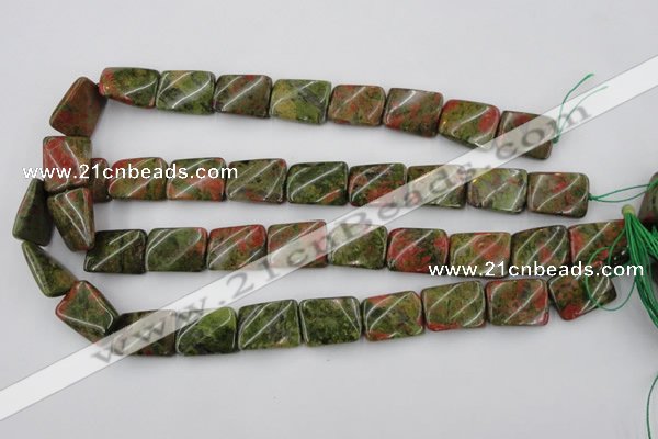 CTW374 15.5 inches 15*20mm twisted rectangle unakite gemstone beads