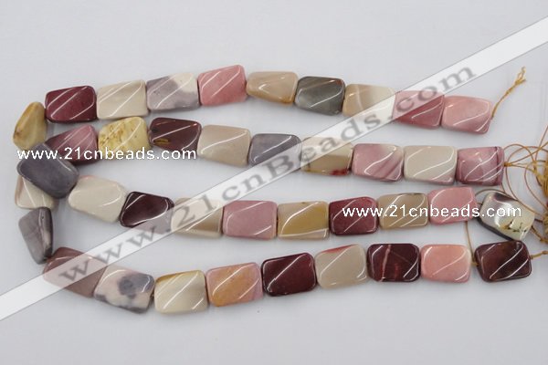 CTW375 15.5 inches 15*20mm twisted rectangle mookaite gemstone beads