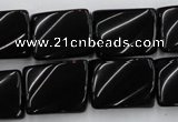 CTW377 15.5 inches 15*20mm twisted rectangle black agate beads