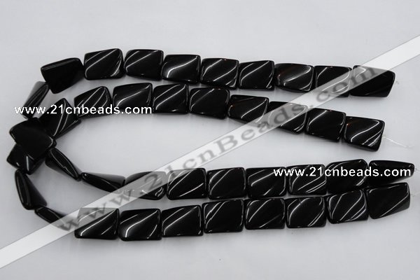 CTW377 15.5 inches 15*20mm twisted rectangle black agate beads