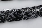 CTW379 15.5 inches 15*20mm twisted rectangle snowflake obsidian beads