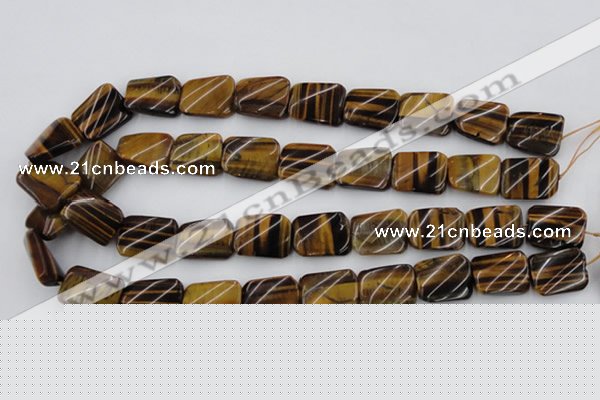 CTW380 15.5 inches 15*20mm twisted rectangle yellow tiger eye beads
