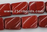 CTW382 15.5 inches 15*20mm twisted rectangle red jasper beads