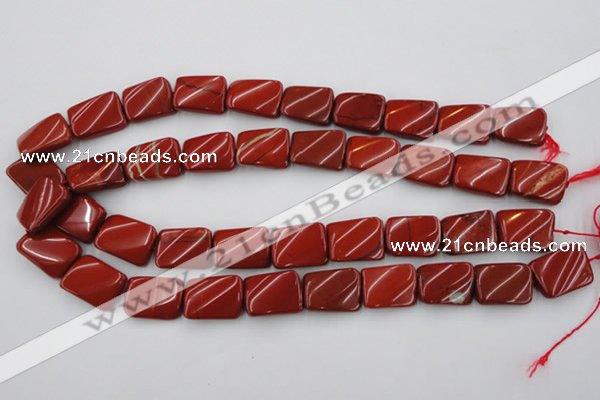 CTW382 15.5 inches 15*20mm twisted rectangle red jasper beads