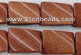 CTW390 15.5 inches 18*25mm twisted rectangle goldstone beads