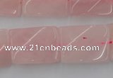 CTW391 15.5 inches 18*25mm twisted rectangle rose quartz beads