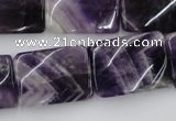 CTW392 15.5 inches 18*25mm twisted rectangle dogtooth amethyst beads