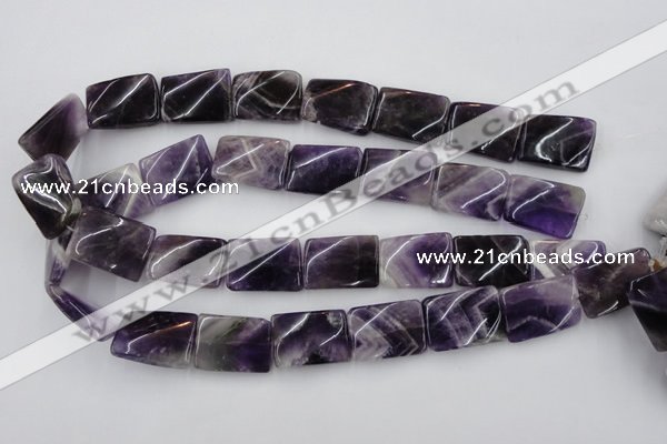 CTW392 15.5 inches 18*25mm twisted rectangle dogtooth amethyst beads