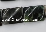 CTW395 15.5 inches 18*25mm twisted rectangle moss agate beads