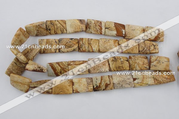 CTW396 15.5 inches 18*25mm twisted rectangle picture jasper beads