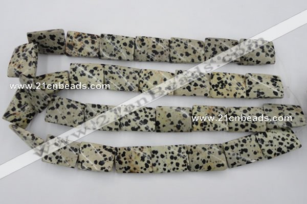 CTW397 15.5 inches 18*25mm twisted rectangle dalmatian jasper beads