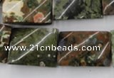 CTW398 15.5 inches 18*25mm twisted rectangle rhyolite gemstone beads