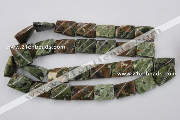 CTW398 15.5 inches 18*25mm twisted rectangle rhyolite gemstone beads