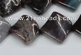 CTW41 15.5 inches 15*15mm twisted diamond moss agate beads