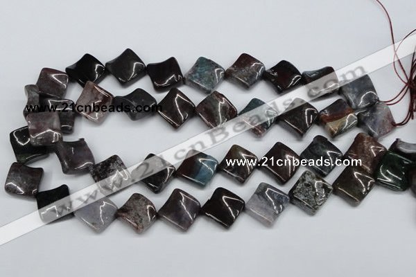 CTW41 15.5 inches 15*15mm twisted diamond moss agate beads