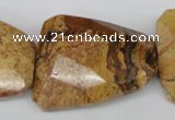 CTW425 15.5 inches 32*42mm faceted & twisted picture jasper beads