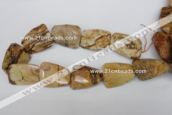 CTW425 15.5 inches 32*42mm faceted & twisted picture jasper beads