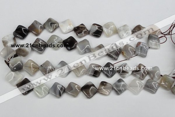 CTW43 15.5 inches 15*15mm twisted diamond botswana agate beads