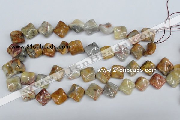 CTW44 15.5 inches 15*15mm twisted diamond crazy lace agate beads