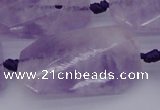 CTW452 20*38mm faceted & twisted rectangle lavender amethyst beads