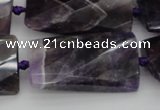 CTW453 20*38mm faceted & twisted rectangle dogtooth amethyst beads